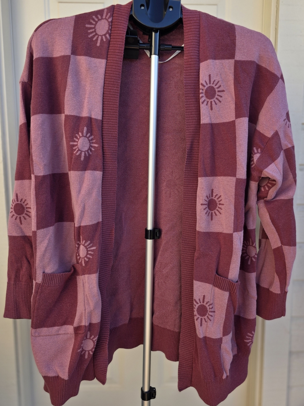 Torrid Size 1 Checker Sun Print Drop Shoulder Cardigan NWOT
